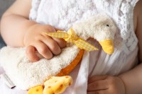 Babykissen Greta die Gans mit Traubenkernfüllung - Bio Plüsch Babykissen Greta die Gans mit Traubenkernfüllung - Bio Plüsch
