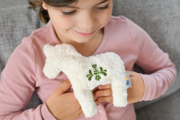 Kinderkissen Dalapferdchen mit Kirschkernfüllung - Bio Plüsch