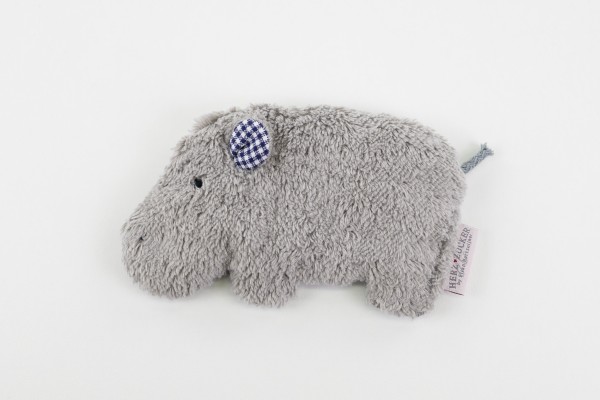 Babykissen Nils das Nilpferd mit Traubenkernfüllung - Bio Plüsch